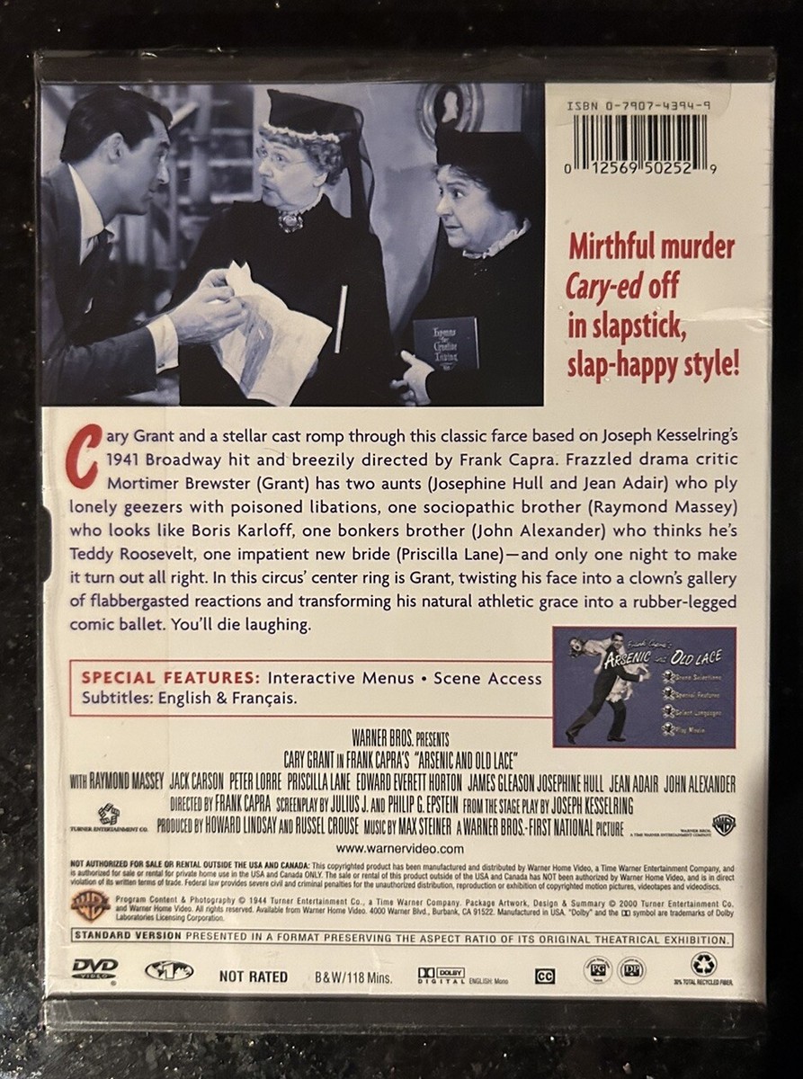 Arsenic and Old Lace (1944) DVD (2000) Cary Grant Brand New Sealed  Snapcase