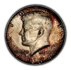 1964 50c Kennedy Half Dollar - PQ Rainbow Fingerprint Toning - VIDEO - H3161