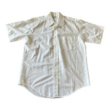 Vtg TownCraft Plus Mens White Poly Cotton Button Down Short Sleeve Shirt 23x30"
