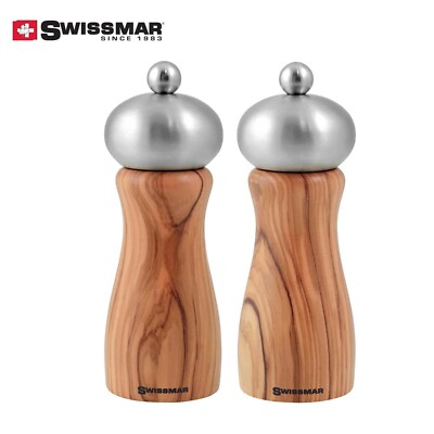 Swissmar Salt and Pepper mill set, Olive wood Salt Pepper Grinder Gift ...