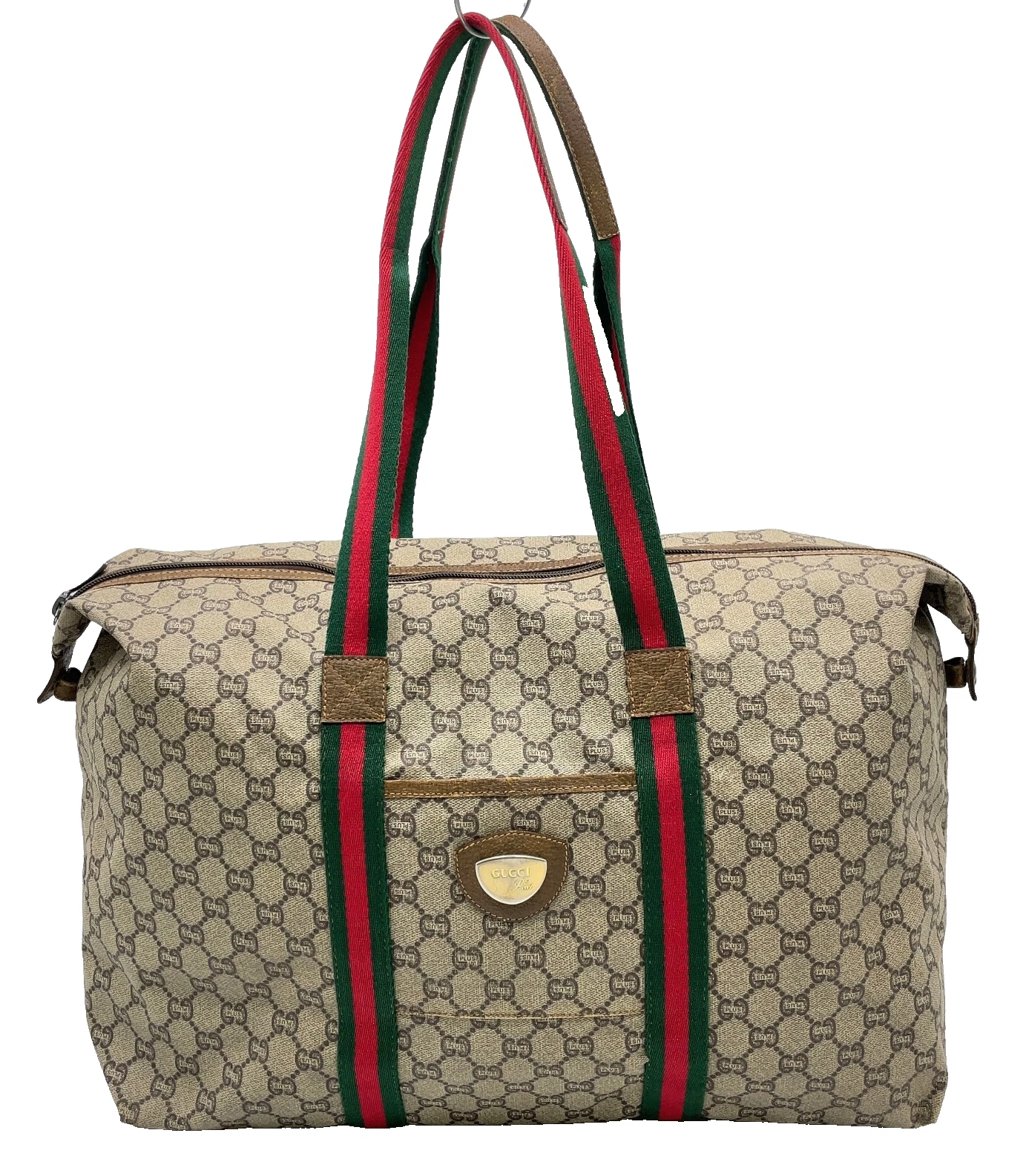 Authentique sac fourre tout Gucci GG Plus Supreme Sherry Line PVC marron NS041371