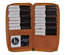Leatherboss Genuine Leather Checkbook Credit card Holder wallet Zippered