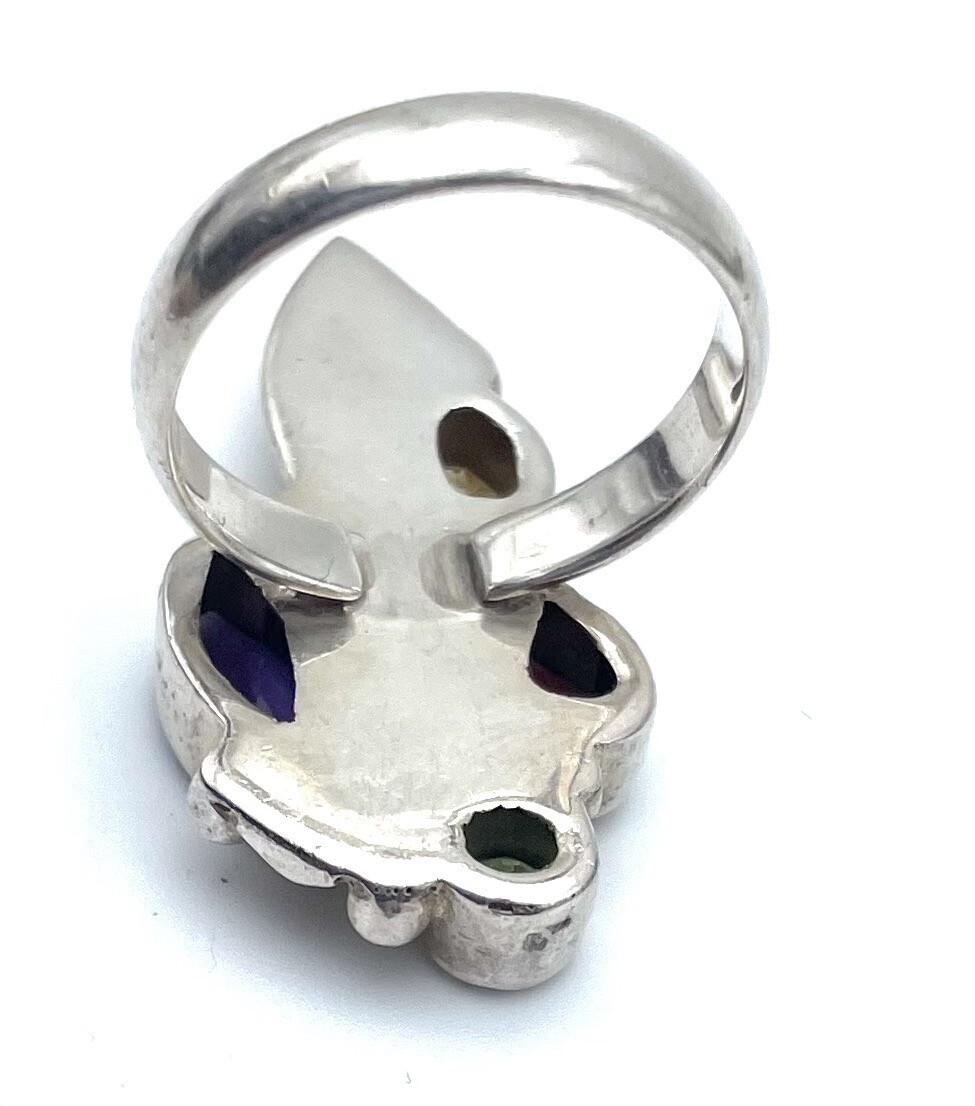 Sterling Silver Designer Signed Sj Ring Asymmetri… - image 9