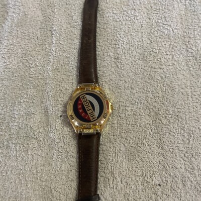 Rare TOMMY HILFIGER Men's Brown Leather Strap Pop Up Watch 42mm