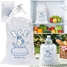 10PCS Heavy Duty & Reusable Ice Cube Bags with Drawstring, Multi-Purpose