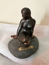 VTG-Fairytale Andersen Little Mermaid Bronze Figurine On Rock Copenhagen ~3”