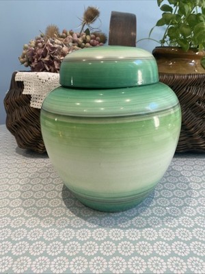 Shelley Harmony 30er Jahre grünes großes Ingwerglas. Atemberaubende EBR 23 cm hoch 20 cm breit