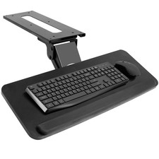 VIVO Teclado de Computadora Ajustable y Ratón Plataforma Bandeja Debajo de Mesa Soporte de Escritorio