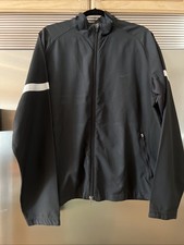 NIKE JACKET DRI FIT SPORTY FULL ZIPPER LIGHTWEIGHT SWOOSH BLACK W/WHITE MENS LG