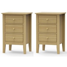 Pair of Henley Premium 3-Drawer Bedside Cabinets, Spacious Storage, Set of 2