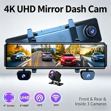 HD 12" Touchscreen Dash Cam 4CH with GPS 24/7 Parking Mode Cloud Storage Support