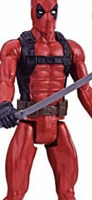 Marvel Deadpool Action Figure Red Black with Sword Comics Theme