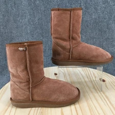 EMU Boots Womens 7 Brown Short Winter Snow Suede Pul On Wool Comfort Round