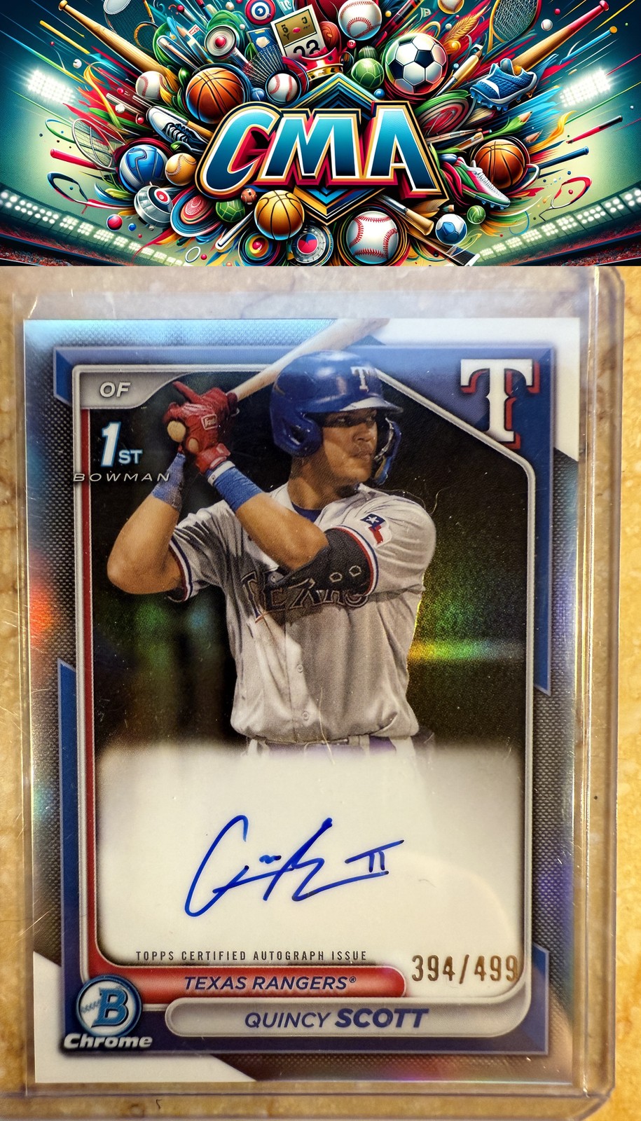 2024 Bowman Chrome #CPA-QS Quincy Scott Autograph Auto Refractors #/499