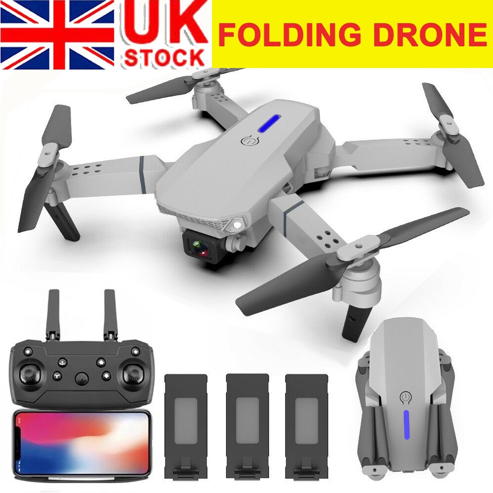 Drone WIFI FPV 4K HD Dual Camera 3 Batteries Foldable Selfie RC Quadcopter Gift