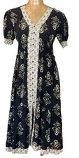 LAPIS BOHO Prairie Tiered Midi Dress Short Sleeve Empire Waist SzXL  Antropology