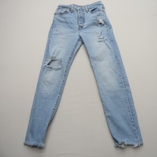 Levi's Womens Wedgie Straight Jeans Size 27 Light Wash Distressed Crop