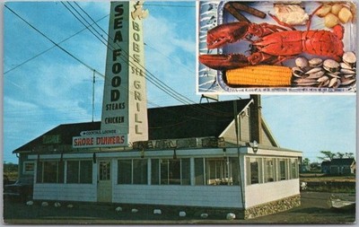 BUZZARDS BAY, Cape Cod Mass. Postcard ''BOB'S SEA GRILL'' Restaurant - 1972 Cancel