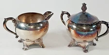 VTG F B Rogers Silverplate Sugar Creamer Set Footed