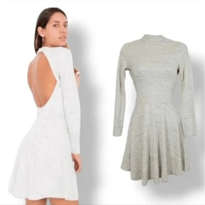 New American Apparel Skater Dress Size XS Open Back Grey White Speckle  Violette | eBay
