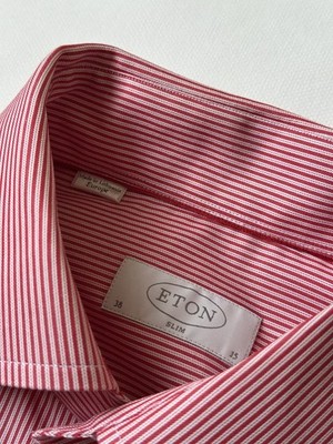 ETON Slim Fit Hemd Gr. 38 / 15 S Baumwolle Rot Weiß Gestreift Red White Stripe
