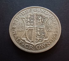 1933 Half Crown - 50% Silver - King George V - British Coin