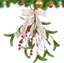 Mistletoe Christmas Decor, Artificial Mistletoe for Doorway, Hanging Kissing Bal