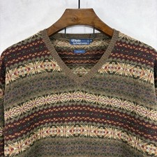 Vintage Polo Ralph Lauren Fair Isle Sweater Mens Extra Large XL Wool Nordic Ski
