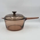 Vision Corning Ware Amber Glass 2.5 L Saucepan w/ Pyrex Lid Vintage Cookware