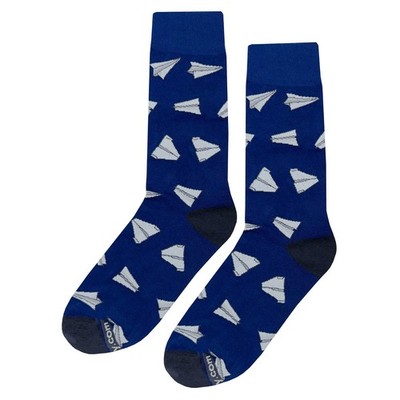 NWT Paper Plane Dress Socks Novelty Men 8-12 Blue Crazy Fun Sockfly