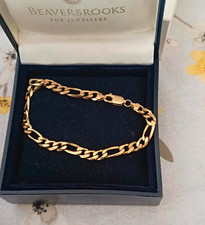 Beaverbrooks 9ct Yellow Gold Figaro Chain Bracelet with Lobster Clasp