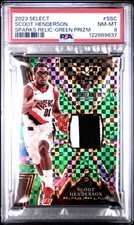 2023 PANINI SELECT SPARKS RELICS GREEN PRIZM #SSC SCOOT HENDERSON 5/5 PSA 8