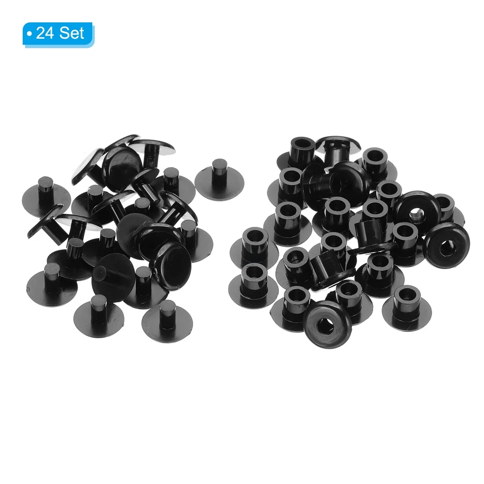 M5*5mm Plastic Binding Post 24 Sets Chicago Screws Rivet Black Press-on Buckle Foto 3 de 4