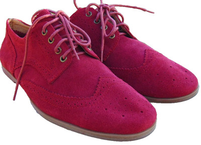 WHILE WOMENS RED WING TIP SUEDE LEATHER FLAT SHOES QUALITY LACED ~40 EURO,9.5 US