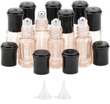 10 Pack 3ml Mini Glass Roller Bottles for Essential Oils Portable Travel Cosm...