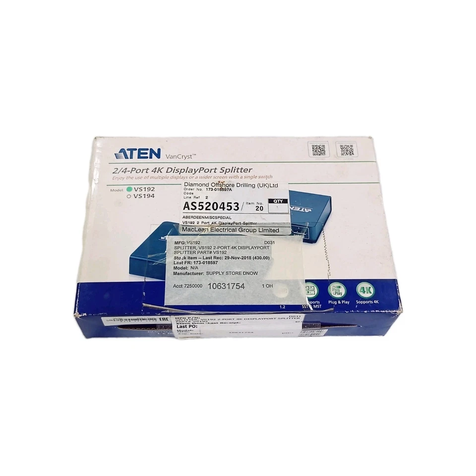 ATEN VS192 Modello 2- Porta 4K DISPLAY PORT Splitter #NUOVO - Immagine 2 di 4