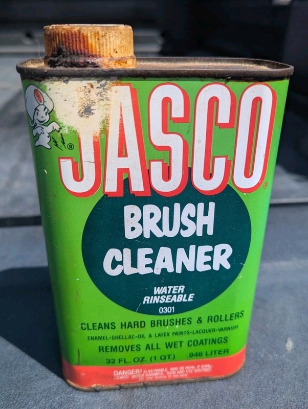 Vintage JASCO Brush Cleaner Quart Can Built-In Brush Paint Advertising Tin