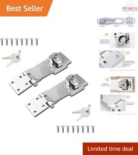 2 Pack Stainless Steel 4 Inch Keyed Twist Knob Locking Hasp for Cabinets Doors