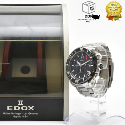 [MINT /Box] EDOX CLASS 1 Chrono 10020.3.nin Quartz Black Dial Silver Men's Watch