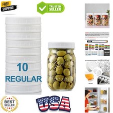 10 Pack REGULAR Mouth Mason Jar Lids for Ball, Kerr and More - White Plastic ...