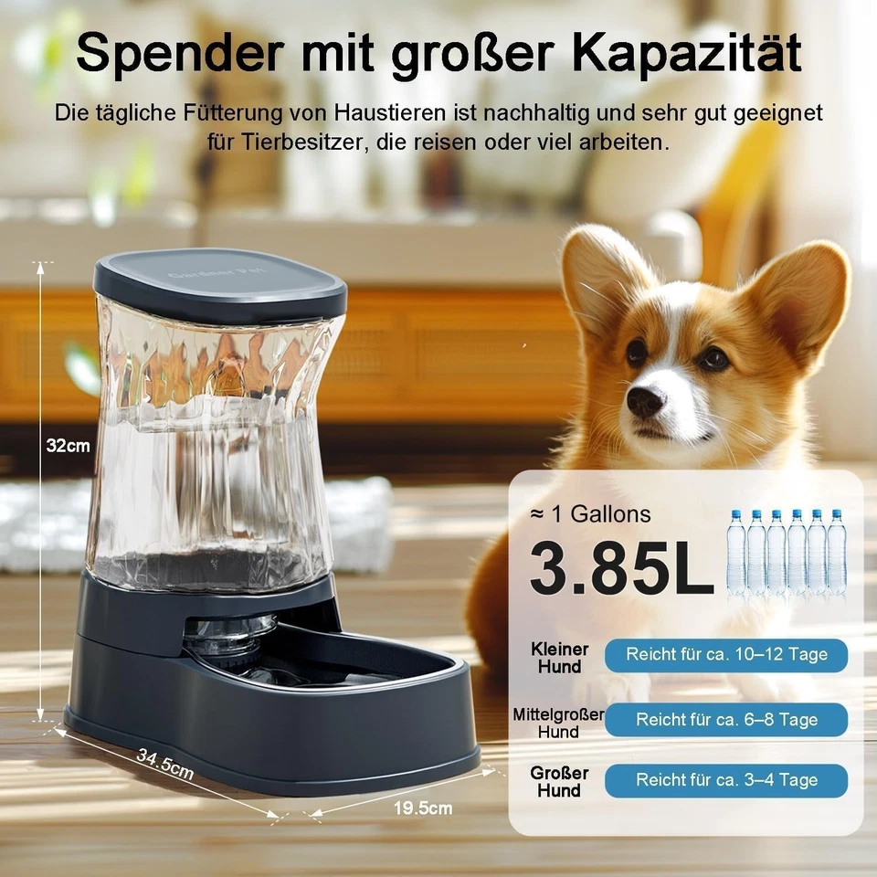 Futterautomat Katze Wasserspender Edelstahl 3,85L rutschfest BPA frei - Bild 4 von 4