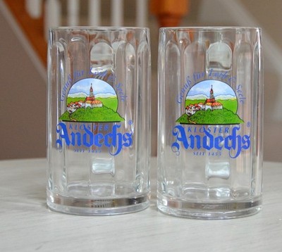 Set of 2 RASTAL Beer Glass Mug KLOSTER ANDECHS Andecher Advertising Germany 0.2L