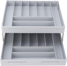2 Tier Collapsible Multi Level Drawer Organizer Tray, Folding Smart Drawer Stora