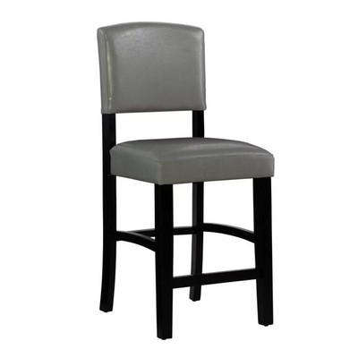 24'' Monaco Padded Back and Seat Faux Leather Counter Height Barstool Gray