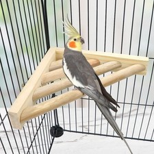 Litewoo Bird Perch Corner Platform Stand Shelf for Birds Budgie natural wood