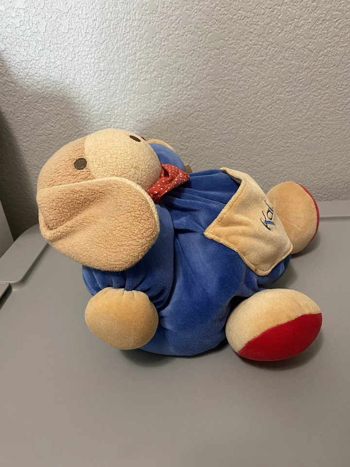 Kaloo Puppy Plume Plush Soft Toy Comforter Blue Pocket Brown Red Bandana 1998 - Image 2 of 4