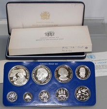 1976 Jamaica 9-Coin Proof Set 1.8772 oz Silver $5 + $10 Coin Complete as Issued