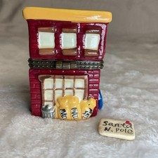 Porcelain Hinged Trinket Box North Pole Post Office Christmas 1 Trinket Letter