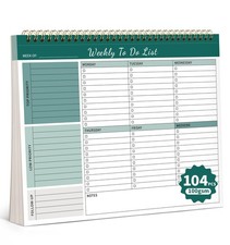 104 Pgs Weekly To Do List Notepad, 52 Duplex-Printed Undated Sheets 100 GSM 652