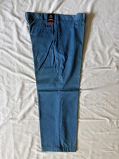 NWOT Chaps Mens Chino Pants 38x29 Blue Slate Flat Front Wrinkle Resistant Cotton